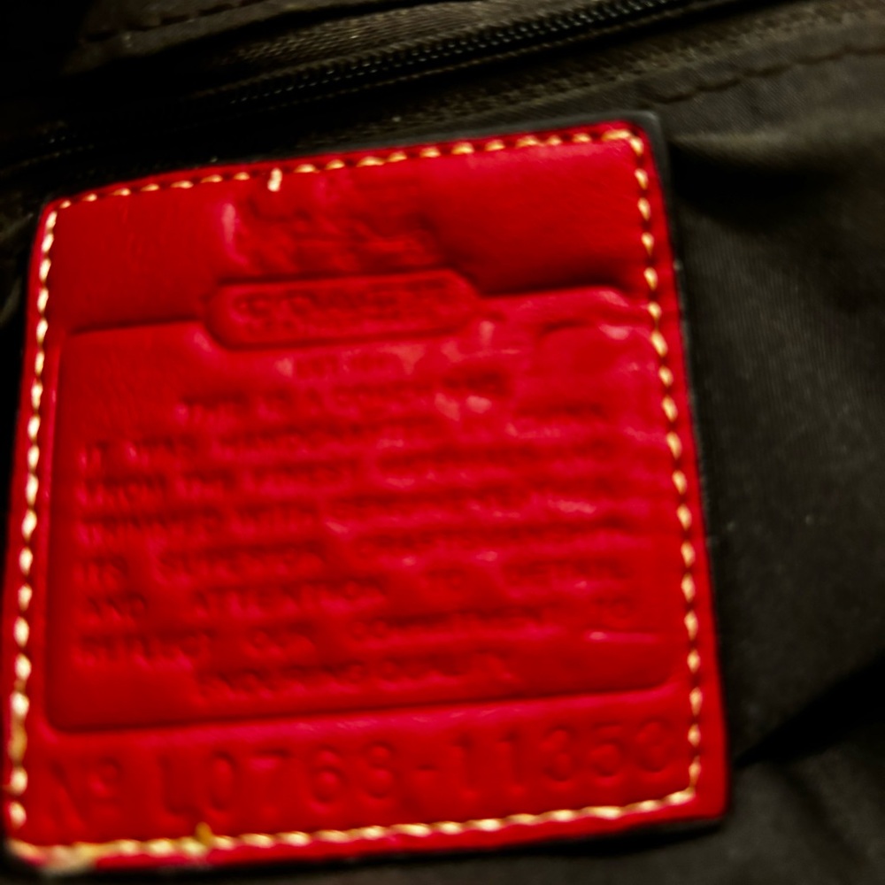 Coach Heritage Stripe Satchel Red leather accents Lot of wear Restoration bag - Picture 14 of 14